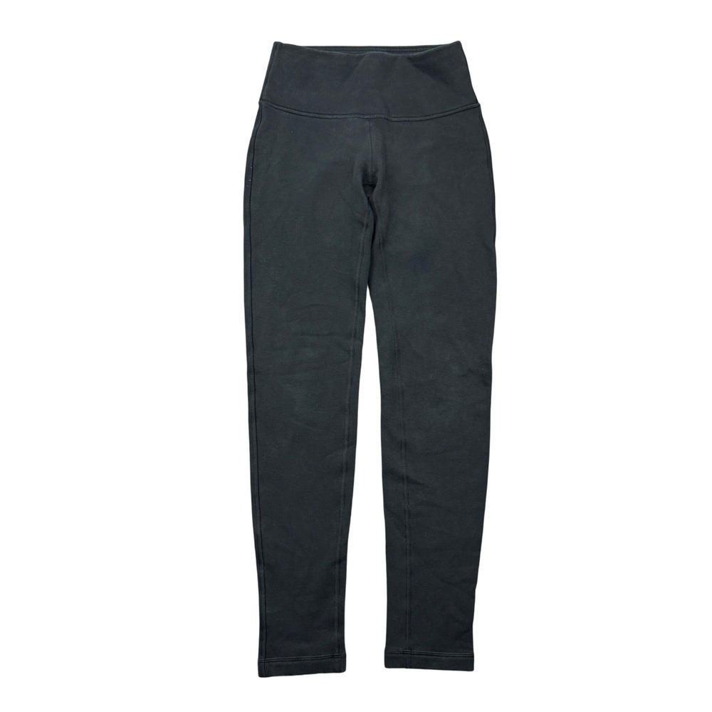 Lululemon Black Fleece Lined Leggings Women Size 4 Tights Athleisure Active